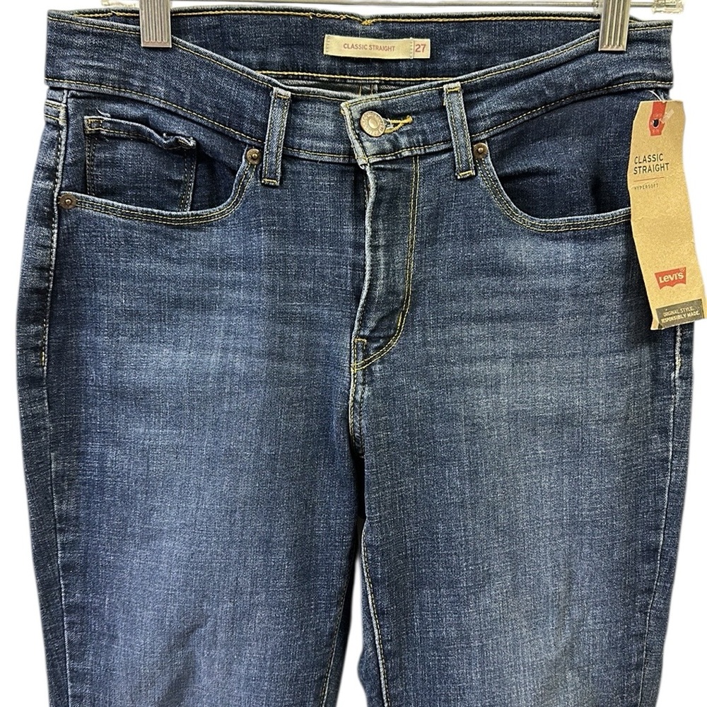 Levis Sculpt Classic Straight Leg Denim Mid Rise Blue Jeans Cotton Blend Size 27 - Picture 2 of 11